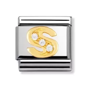 Nomination Classic Gold & CZ Letter S Charm