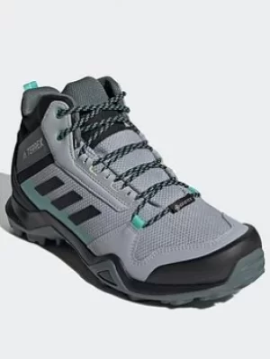 adidas Terrex Ax3 Mid Gore-tex Hiking Shoes, Silver/Black, Size 7.5, Women