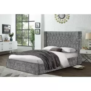 Envisage Trade - Eniya Upholstered Beds - Crush Velvet, Super King Size Frame, Grey - Grey