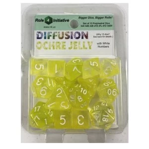 Diffusion Ochre Jelly Poly 15 Set Dice