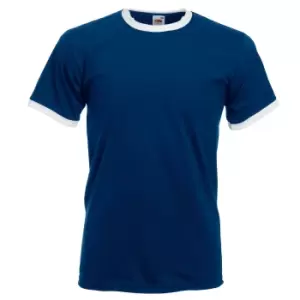 Fruit Of The Loom Mens Ringer Short Sleeve T-Shirt (M) (Navy/White)