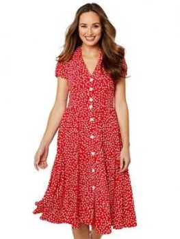 Joe Browns Joe Browns Flattering Button Through Dress, Red/White, Size 12, Women