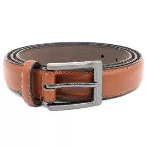 Duke Mens Anthony Square Buckle Edge Stitched Leather Belt (52in) (Tan)