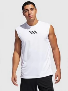 adidas PM Sleeveless Tank - White, Size L, Men