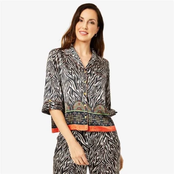 Biba Revere Collar Blouse - Border Zebra