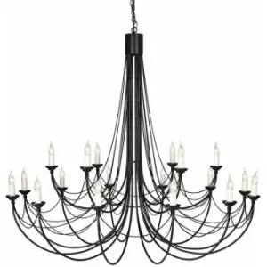 Loops - 18 Bulb Chandelier Hanging Pendant LIght Black LED E14 60W Bulb