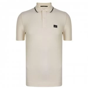 CP COMPANY Short Sleeve Tipped Polo Shirt - White 103