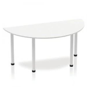 Impulse Semi-circle Table 1600 White Post Leg Silver