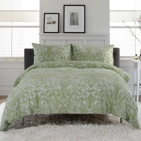 Deyongs Secret Garden 200TC Cotton Rich Duvet Set Sage King Size