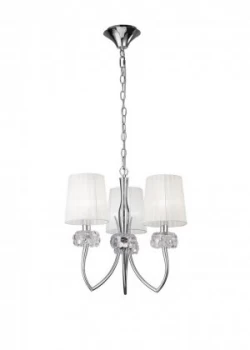 Ceiling Pendant 3 Light E14, Polished Chrome with White Shades