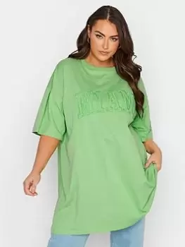 Yours Oversized Tunic Placement Print - Green , Green, Size 22-24, Women