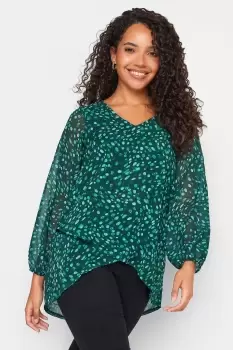 Spot Print Wrap Blouse