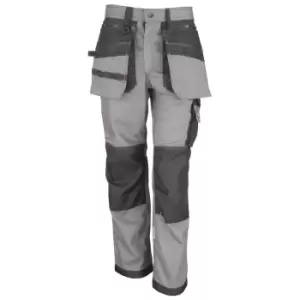 Result Workguard Mens X-Over Heavy Work Trousers (XS) (Grey/Black)