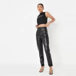 Missguided Tall Turn Up Croc Leggings - Black