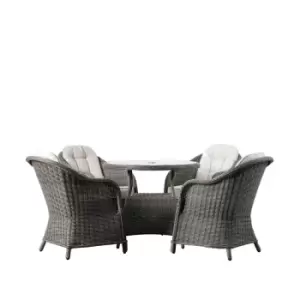 Crossland Grove Louis 4 Seater Round Dining Set - Grey