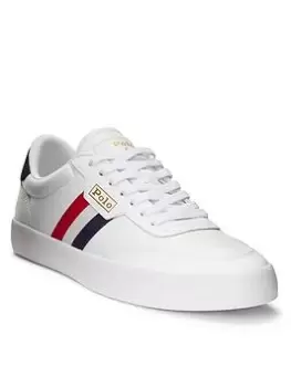 Polo Ralph Lauren Court Vulc Stripe Trainers - White, Size 8, Men