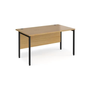 Office Desk 1400mm Rectangular Desk With H-Frame Leg Oak Tops With Black Frames 800mm Depth Maestro 25