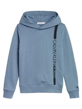 Calvin Klein Jeans Boys Institutional Spray Hoodie - Misty Sky, Misty Sky, Size 8 Years