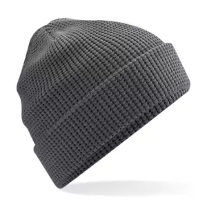 Beechfield Cuffed Organic Cotton Waffle Beanie (One Size) (Graphite Grey)