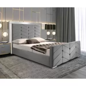 Marisa Upholstered Beds - Plush Velvet, Small Double Size Frame, Grey - Grey