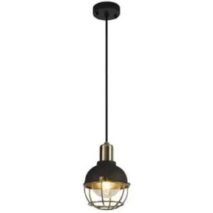 Ceiling Pendant, 1 Light E27, IP65, Matt Black, Brushed Bronze - Luminosa Lighting