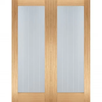 Mexicano Internal Glazed Unfinished Oak 1 Lite Pair Doors - 915 x 1981mm