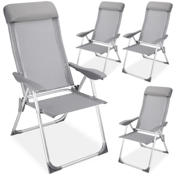 Garden camping chair - High back terrace chair in aluminium - 60 x 109cm