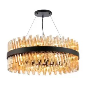 Luminosa Kalih 24 Light G9, Ceiling Pendant Round, Satin Black, Amber Item Weight: 23.13kg