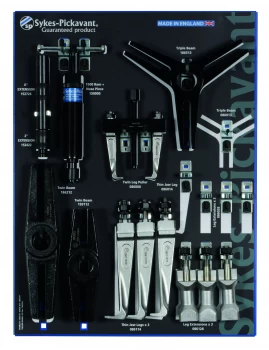 Sykes-Pickavant Hydraulic Twin/Triple Leg Puller Kit - Thin Jaw -Metal Disp 16pc