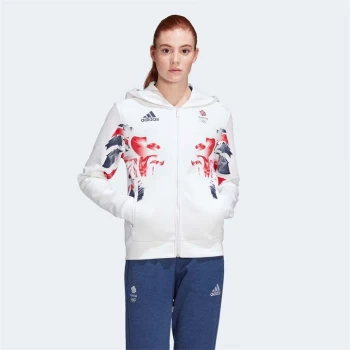 adidas Team GB Ladies Lion Hoodie - White