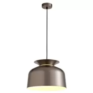 Single Ceiling Dome Pendant, Adjustable E27, Satin Nickel - Luminosa Lighting