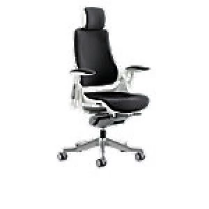 Executive Chair Zure White Frame Black Fabric With Arms With Headrest