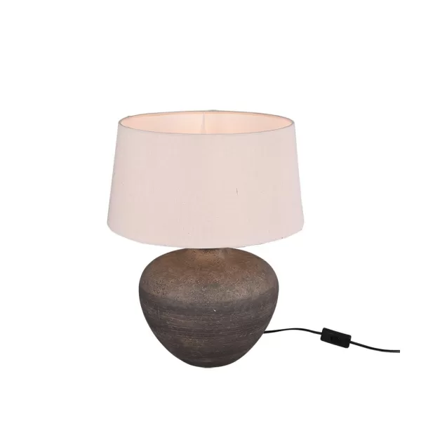 Lou Modern 38cm Table Lamp with Round Tapered Shade Brown