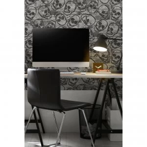 Fresco Industrial Skulls Brick Wallpaper