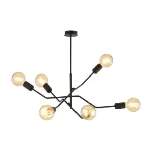 Frix Black Multi Arm Semi Flush Ceiling light 6x E27