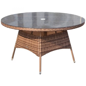 Charles Bentley Verona 6-Seater Round Rattan Dining Table - Brown