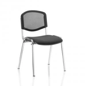 Trexus ISO Stacking Chair Without Arms Black Mesh Chrome Frame Ref