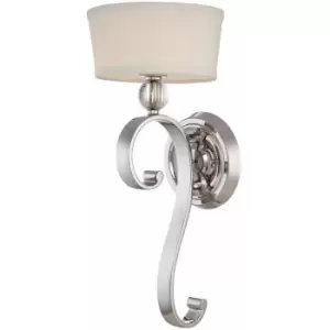 Loops - Wall Light Curved Design Glass Orb White Linen Shade Imperial Silver LED G9 40W