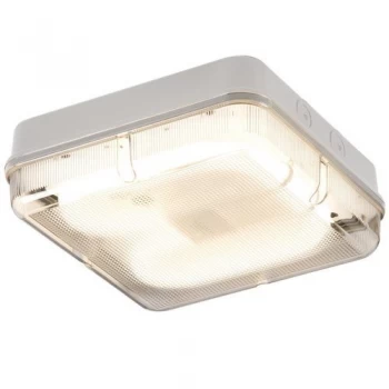 KnightsBridge 28W IP65 Square Bulkhead with White Base - Prismatic Diffuser