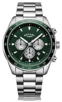 Rotary Mens Henley Chronograph Green Dial Stainless Watch