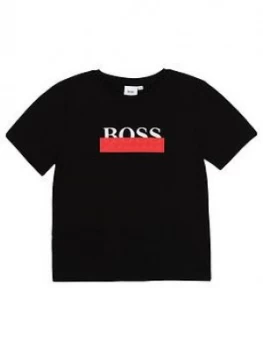 Hugo Boss Short Sleeve Block Logo T-Shirt Black Size 12 Years Boys