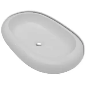 VidaXL Luxury Ceramic Basin Oval-shaped Sink - White