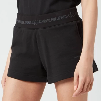 Calvin Klein Jeans Womens Logo Trim Knit Shorts - CK Black - S