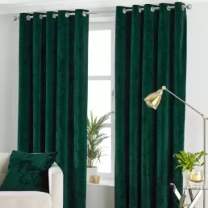 Paoletti Verona Crushed Velvet Eyelet Curtains (66in x 72in) (Emerald Green)