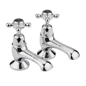 Hudson Reed Black Topaz With Crosshead & Domed Collar Bath Taps - Chrome / Black