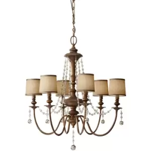 Elstead Feiss Clarissa Chandelier with Shades 6x E14 Light Firenze Gold