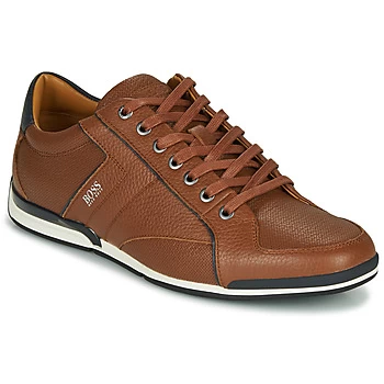 Hugo Boss Saturn Grain Leather Trainers Brown 212 Men