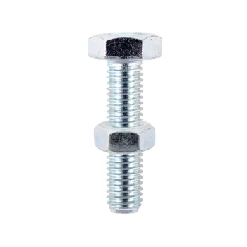 M10 x 50mm BZP Hex Bolt & Nut - Pack of 2