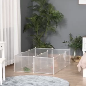 PawHut Pet Playpen DIY Small Animal Cage Open Enclosure Portable Plastic Fence 12 Panels for Kitten Bunny Chinchilla Guinea Pig White