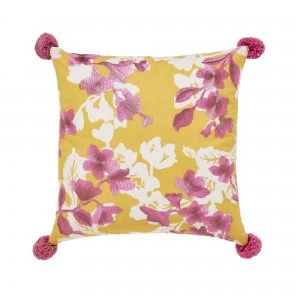 Helena Springfield Mustard Polyester and Cotton 'Bouvardia' Cushion - Cushion